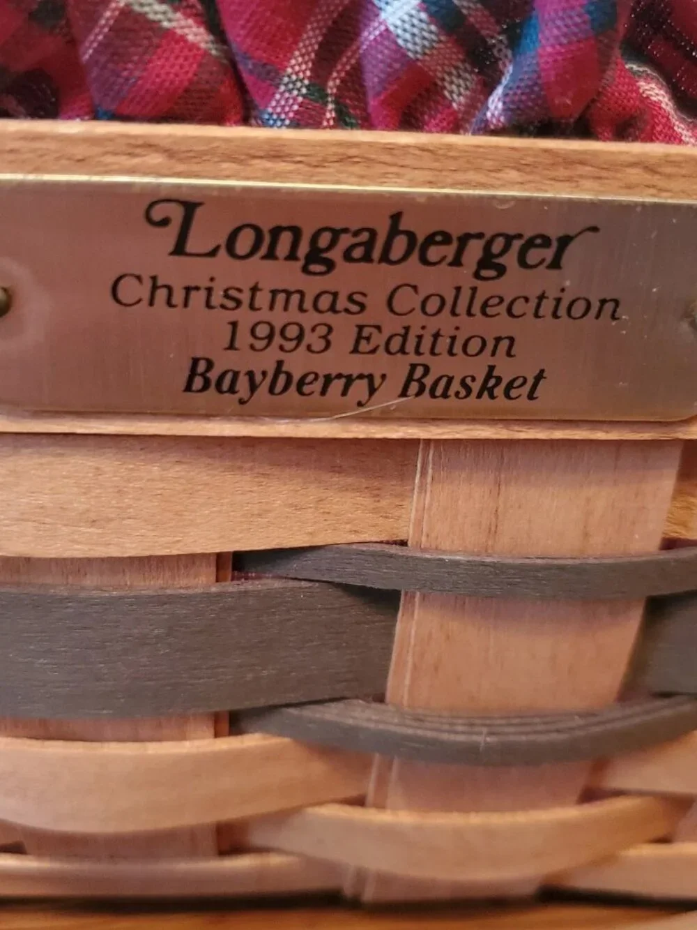 Longaberger 1993 Christmas Collection Bayberry Basket, Liner & Protector Combo